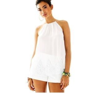 Lilly Pulitzer White Silk Diem Lace Top XXS in Excellent Condition